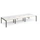 Adapt triple back to back desks 4200mm x 1600mm - black frame, white top with oak edging