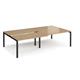 Adapt sliding top double back to back desks 2800mm x 1600mm - black frame, oak top