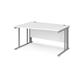 Maestro 25 left hand wave desk 1400mm wide - silver cable managed leg frame, white top