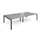 Adapt sliding top double back to back desks 3200mm x 1600mm - black frame, grey oak top