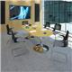 Trumpet base circular boardroom table 1200mm - silver base, white top