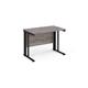 Maestro 25 straight desk 1000mm x 600mm - black cable managed leg frame, grey oak top