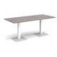 Brescia rectangular dining table with flat square white bases 1800mm x 800mm - grey oak