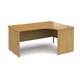 Contract 25 right hand ergonomic desk with panel ends and graphite corner leg 1600mm - oak