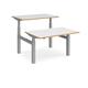 Elev8 Touch sit-stand back-to-back desks 1200mm x 1650mm - silver frame, white top with oak edge