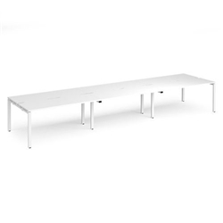 Adapt triple back to back desks 4800mm x 1200mm - white frame, white top