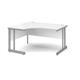 Momento left hand ergonomic desk 1400mm - silver cantilever frame, white top