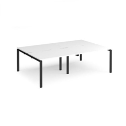Adapt double back to back desks 2400mm x 1600mm - black frame, white top