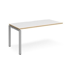 Adapt add on unit single 1600mm x 800mm - silver frame, white top with oak edging