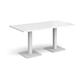 Brescia rectangular dining table with flat square white bases 1600mm x 800mm - white