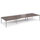 Adapt sliding top triple back to back desks 4800mm x 1600mm - silver frame, walnut top