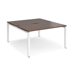 Adapt back to back desks 1400mm x 1600mm - white frame, walnut top