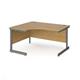 Contract 25 left hand ergonomic desk with graphite cantilever leg 1400mm - oak top