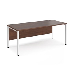 Maestro 25 straight desk 1800mm x 800mm - white bench leg frame, walnut top