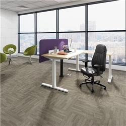 Elev8 Touch straight sit-stand desk 1400mm x 800mm - white frame, beech top
