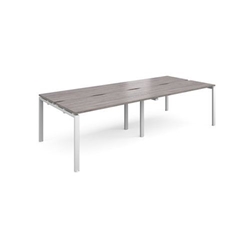 Adapt sliding top double back to back desks 2800mm x 1200mm - white frame, grey oak top