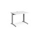TR10 height settable straight desk 1000mm x 800mm - silver frame, white top