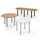 Radial end meeting table 2400mm x 1000mm with 6 chrome radial legs - grey oak