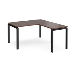 Adapt desk 1400mm x 800mm with 800mm return desk - black frame, walnut top