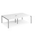 Adapt sliding top double back to back desks 2400mm x 1600mm - silver frame, white top