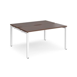 Adapt back to back desks 1400mm x 1200mm - white frame, walnut top