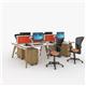 Fuze back to back desks 1400mm x 1600mm with oak legs - white underframe, white top with oak edging