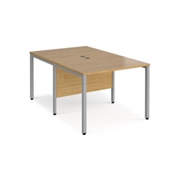Maestro 25 back to back straight desks 1000mm x 1600mm - silver bench leg frame, oak top
