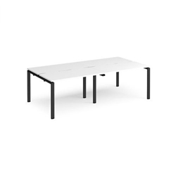 Adapt double back to back desks 2400mm x 1200mm - black frame, white top
