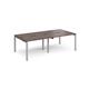 Adapt double back to back desks 2400mm x 1200mm - silver frame, walnut top