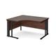 Maestro 25 left hand ergonomic desk 1400mm wide - black cable managed leg frame, walnut top