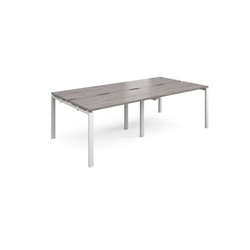 Adapt double back to back desks 2400mm x 1200mm - white frame, grey oak top
