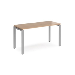 Adapt single desk 1400mm x 600mm - silver frame, beech top