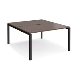 Adapt back to back desks 1400mm x 1600mm - black frame, walnut top