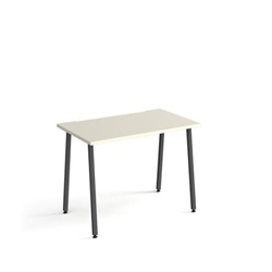 Sparta straight desk 1000mm x 600mm with A-frame legs - charcoal frame, white top