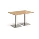 Brescia rectangular dining table with flat square brushed steel bases 1200mm x 800mm - oak