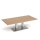 Eros rectangular coffee table with flat brushed steel rectangular base and twin uprights 1600mm x 800mm - beech