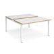 Adapt sliding top back to back desks 1400mm x 1600mm - white frame, white top with oak edging