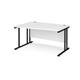 Maestro 25 left hand wave desk 1400mm wide - black cantilever leg frame, white top