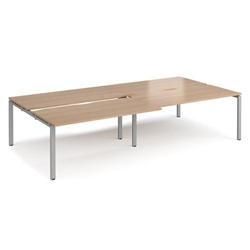 Adapt sliding top double back to back desks 3200mm x 1600mm - silver frame, beech top