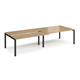 Adapt sliding top double back to back desks 3200mm x 1200mm - black frame, oak top