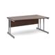 Momento right hand wave desk 1600mm - silver cantilever frame, walnut top