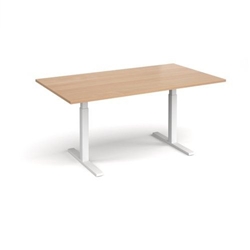 Elev8 Touch boardroom table 1800mm x 1000mm - white frame, beech top