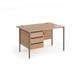 Contract 25 straight desk with 3 drawer pedestal and graphite H-Frame leg 1200mm x 800mm - beech top