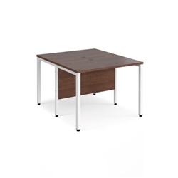 Maestro 25 back to back straight desks 1000mm x 1200mm - white bench leg frame, walnut top