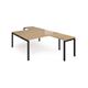 Adapt back to back desks 1600mm x 1600mm with 800mm return desks - black frame, oak top