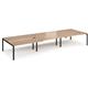 Adapt sliding top triple back to back desks 4800mm x 1600mm - black frame, beech top