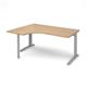 TR10 left hand ergonomic desk 1600mm - silver frame, oak top
