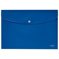 Leitz Recycle Polypropylene Document Wallet With Push Button Closure Blue 46780035