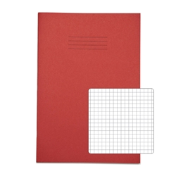 RHINO A4 Exercise Book 80 Page, Red, 5mm Squared
