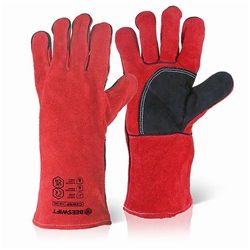 Beeswift Welders Gauntlet with Reinforced Palm 14 Inch Red (Pack of 10) C2WRPN